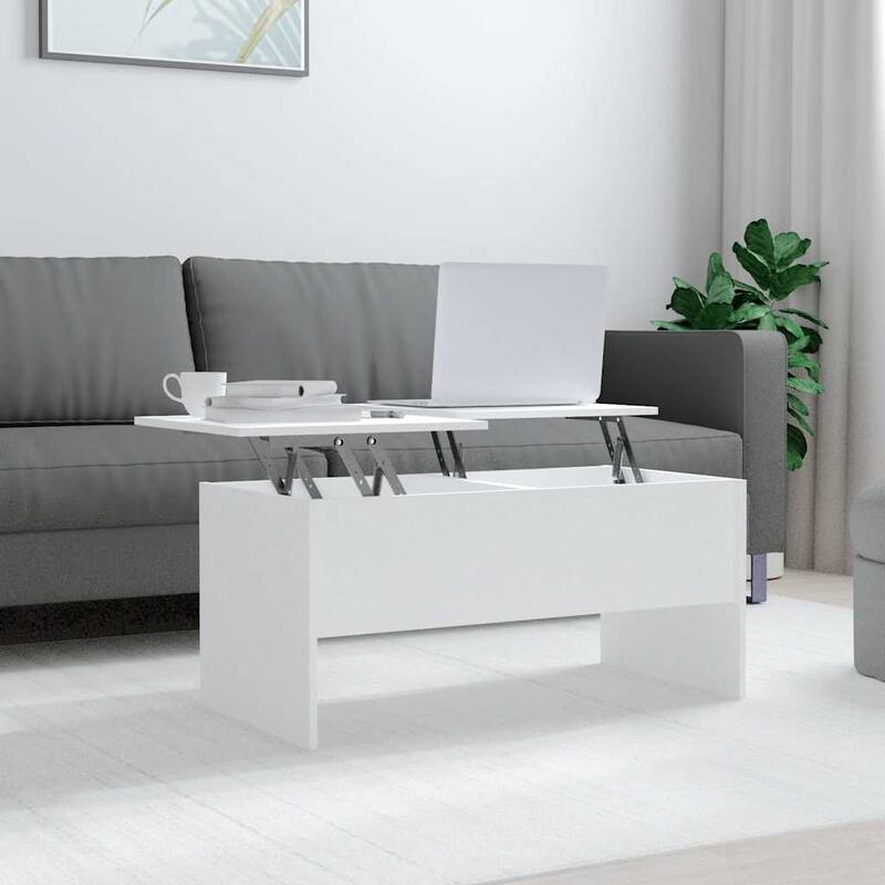 vidaXL Coffee Table Lift Top End Table Accent Side Sofa Table Engineered Wood - 40.2" x 19.9" x 18.3" - White