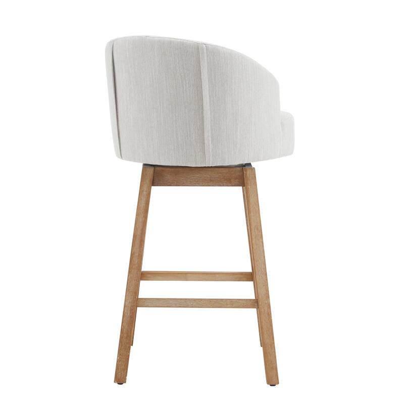 Roomfitters 33.25" Swivel Upholstered Counter Stools, Set of 2 Armless Bar Chairs with Rubberwood Frame and Footrest