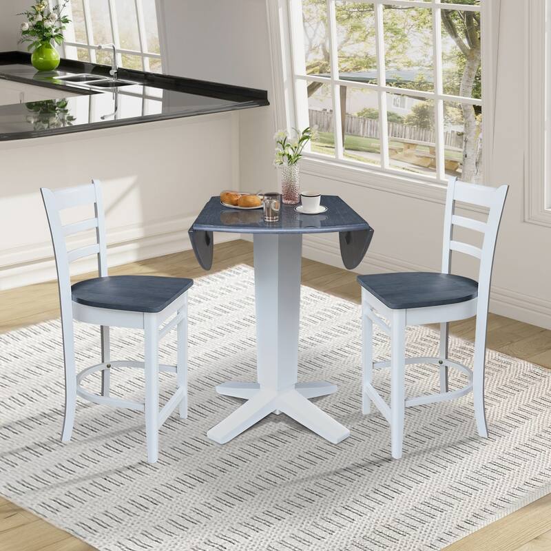 42" Round Drop Leaf Table with Stools