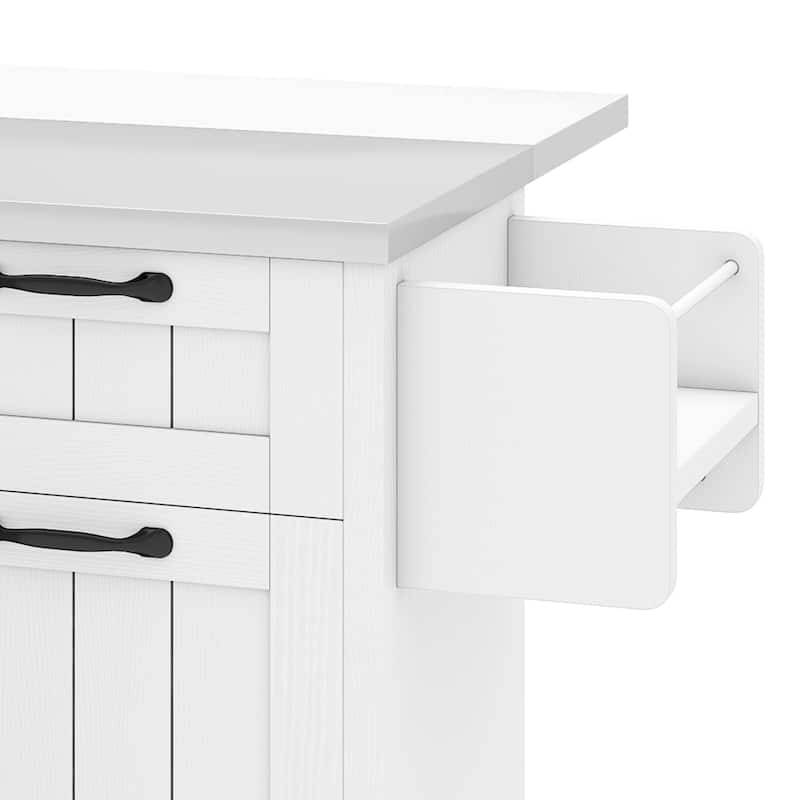 Moasis Rolling Mobile Kitchen Island with Wheels Drop Leaf, Stainless Steel Top