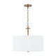 preview thumbnail 1 of 6, Abbie 3-light Drum Pendant w/ White Fabric Shade & White Glass DIffuser