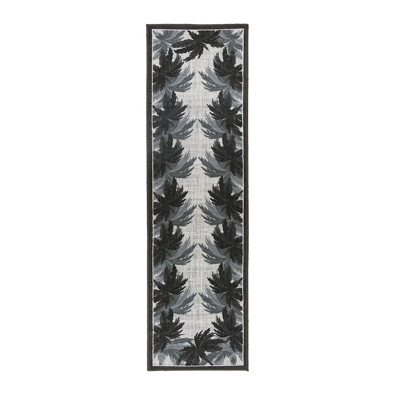 Tropical Floral Border Flatweave Indoor/Outdoor Area Rug