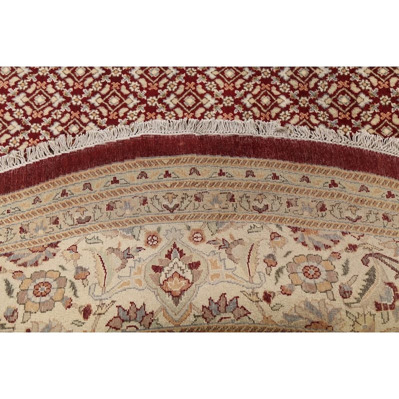 Wool/ Silk Vegetable Dye Oriental Tabriz Mahi Area Rug Handmade Carpet - 10'0" x 10'2" Round