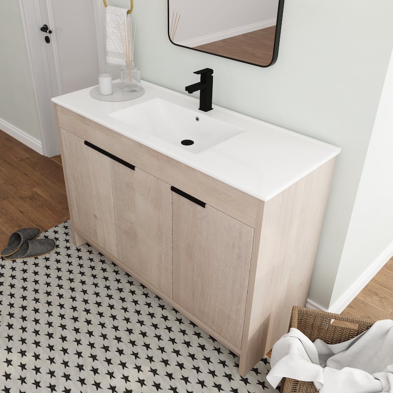 BNK 24/30/36 inch Freestanding Single Sink Bathroom Vanity with Soft Close Door and 1 adjustable shelf