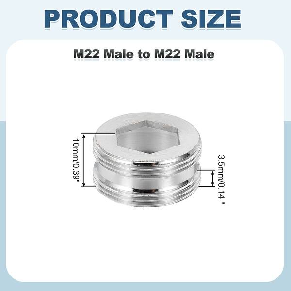 dimension image slide 21 of 23, Faucet Aerator Adapter, Male to Male Brass Faucet Adapter with Washer for Kitchen Bathroom Sink Water Filter - Silver