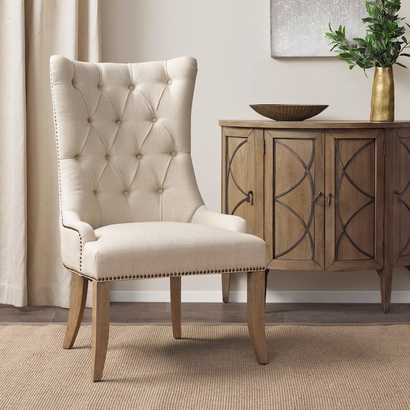 Madison Park Britton Button Tufted Captain Accent Chair - Cream
