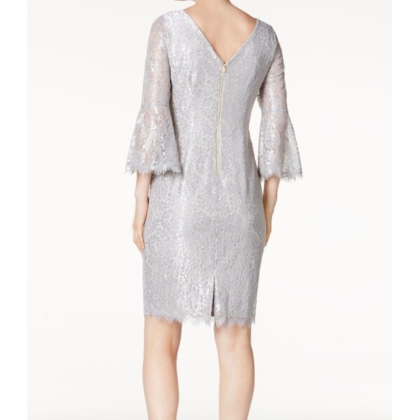 calvin klein lace bell sleeve sheath dress