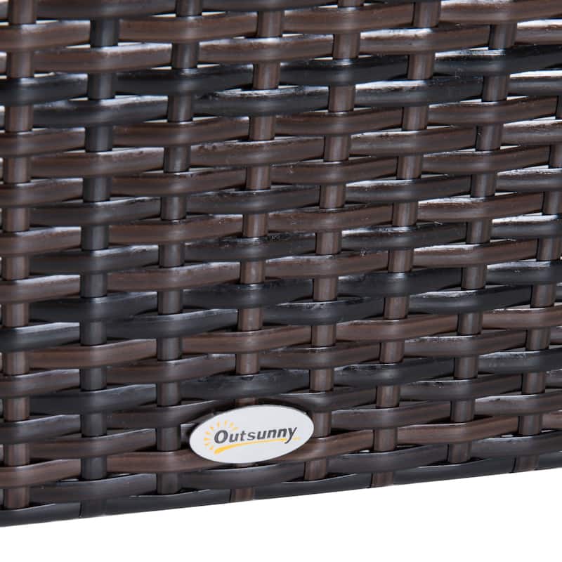 Outsunny Square PE Wicker Outdoor Ottoman with Removable Cushion