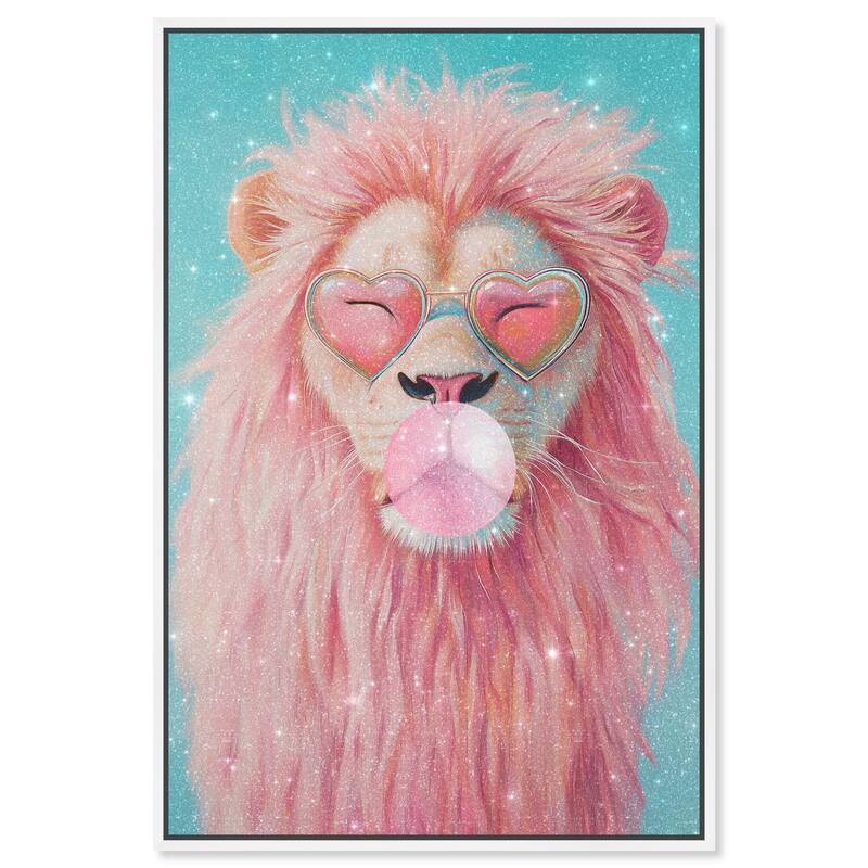 Pastel Lion Bubblegum Canvas by Art Remedy - White - 30" x 45"