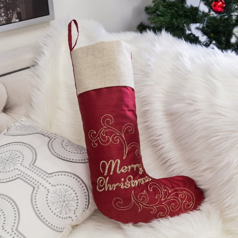 Homey Cozy Floral Velvet Embroidered Christmas Stocking