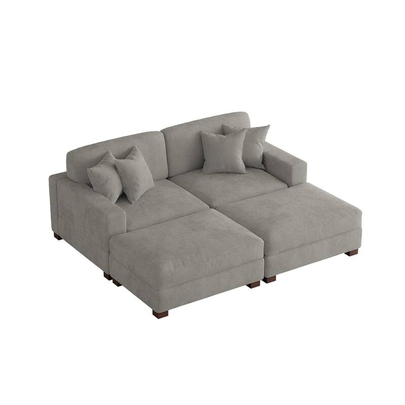 Modern Chenille Oversized Modular Sectional Sofa with 2 Ottoman