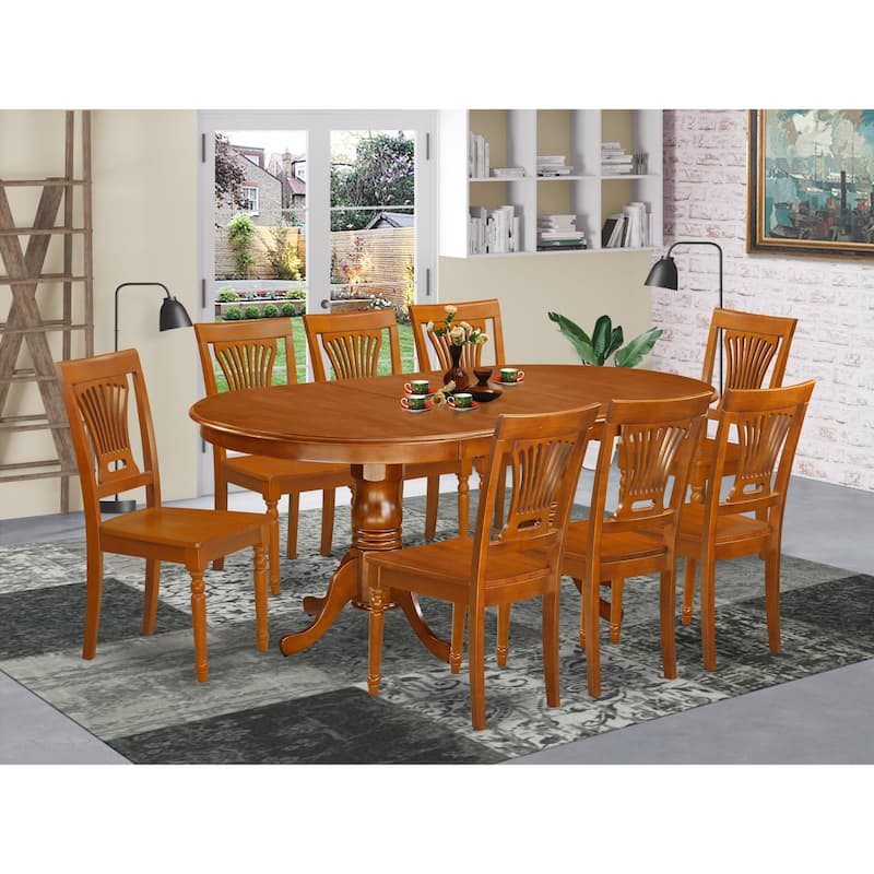 East West Furniture Dining Table Set Includes an Oval Table with Butterfly Leaf and Dining Chairs (Chair Seat Type Options)
