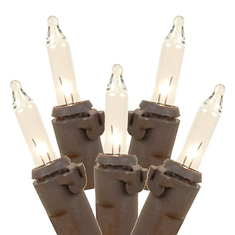 10 Light Clear Christmas Craft Mini Light Set, Non-Connectable, Brown Wire, 4'