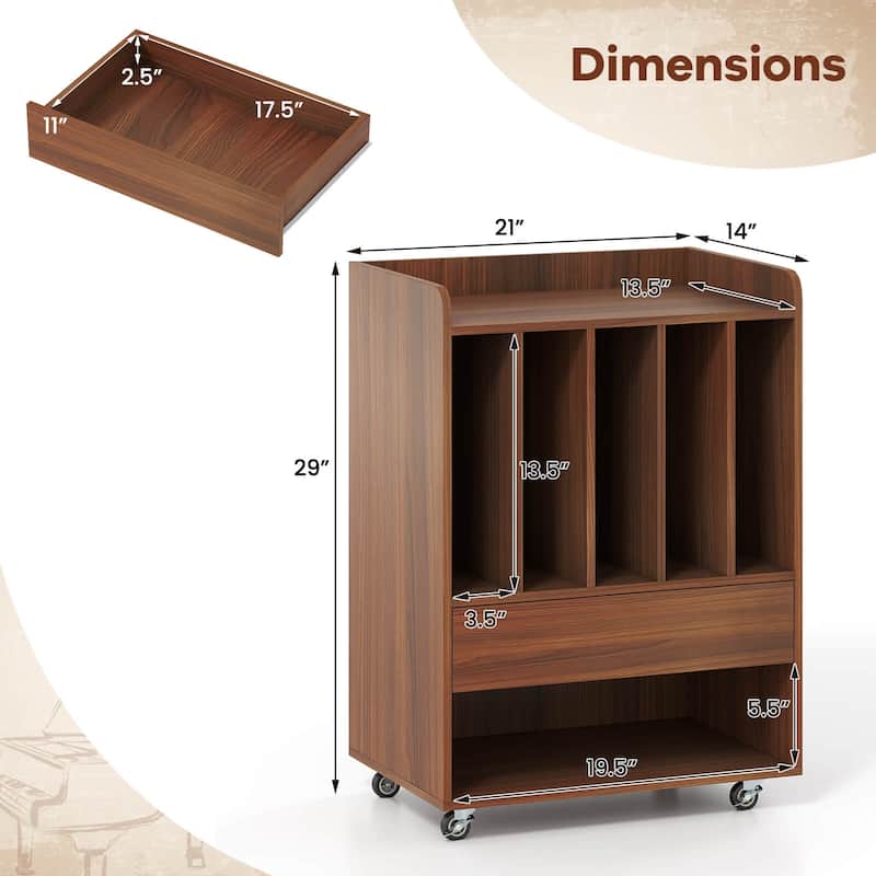 Costway Record Player Stand with Drawer & Record Holder,Lockable - See Details