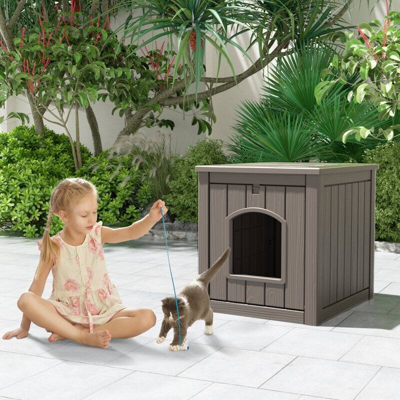 Waterproof Resin Cat House - LightBrown