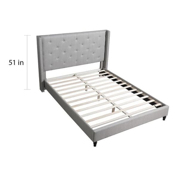 Best Master Furniture Upholstered Fabric Wingback Panel Bed