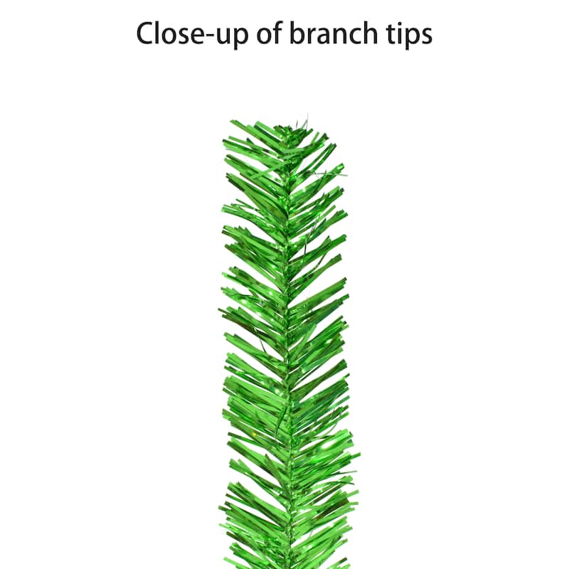 Puleo International 4.5 ft. Pre-lit Green Tinsel Tree