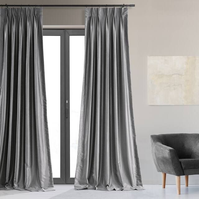 Exclusive Fabrics Solid Faux Dupioni Pleated Blackout Curtain Panel