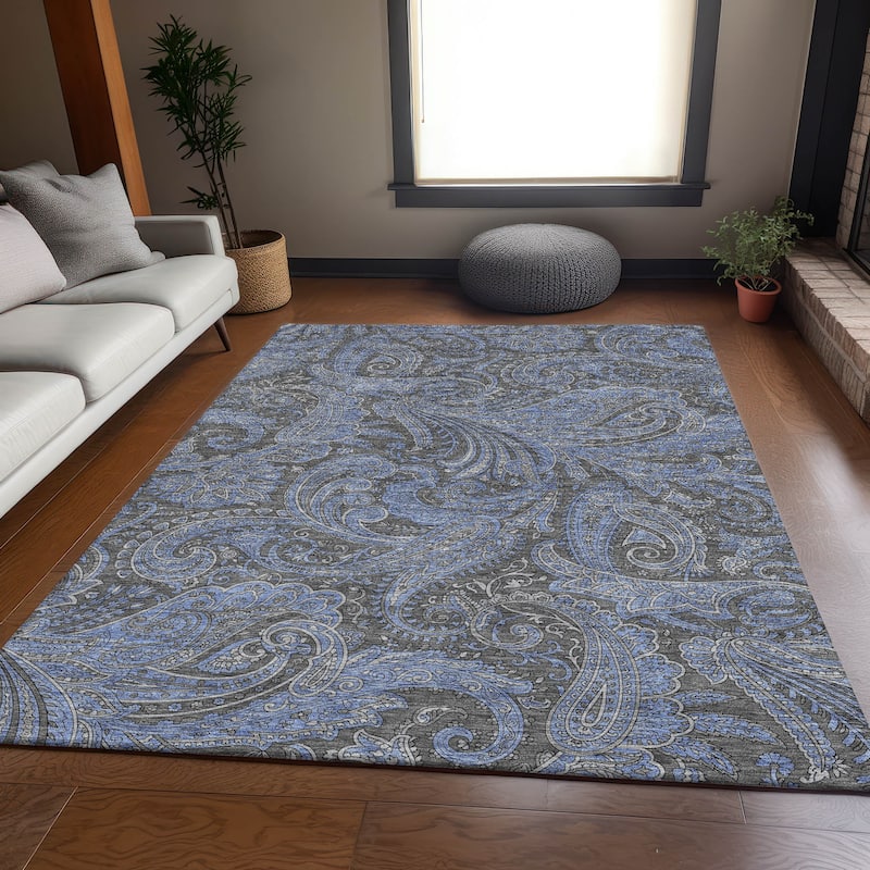 Premium Washable Super Soft Traditional Paisley Mayfield Rug - Charcoal - 9' x 12' - Rectangle