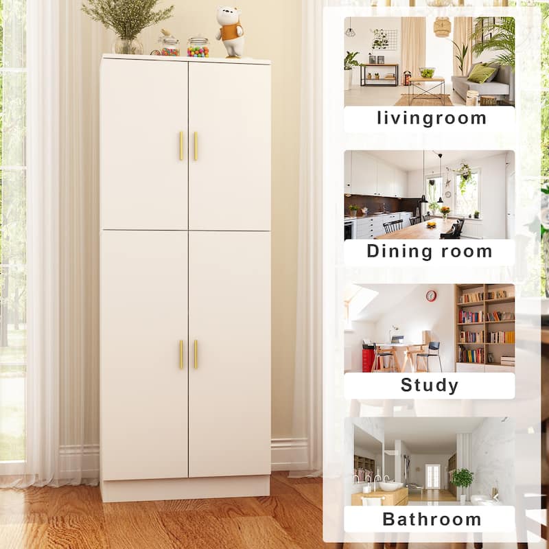 Pantry Cabinet Floor Storage w/ Doors Adjustable Shelves by Kerrogee - 61.2"H