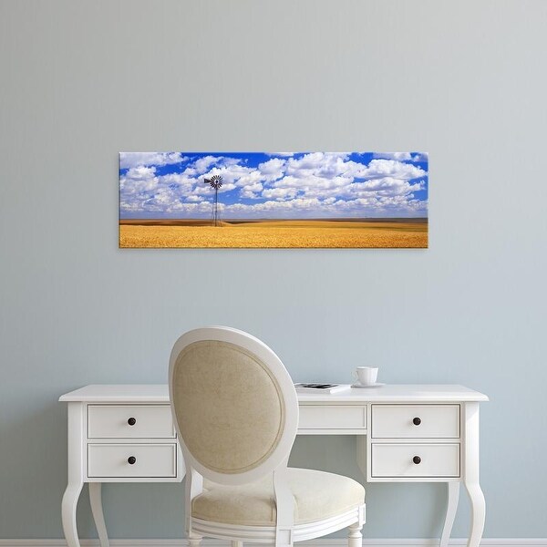 Easy Art Prints Panoramic Images's 'Windmill Wheat Field, Othello, Washington State, USA' Premium Canvas Art