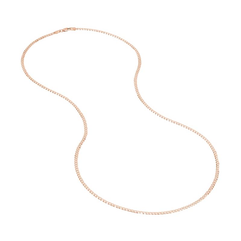 Curata 14k Yellow, Rose or White Gold 2.7mm Open Curb Chain Bracelet Lobster Lock Closure