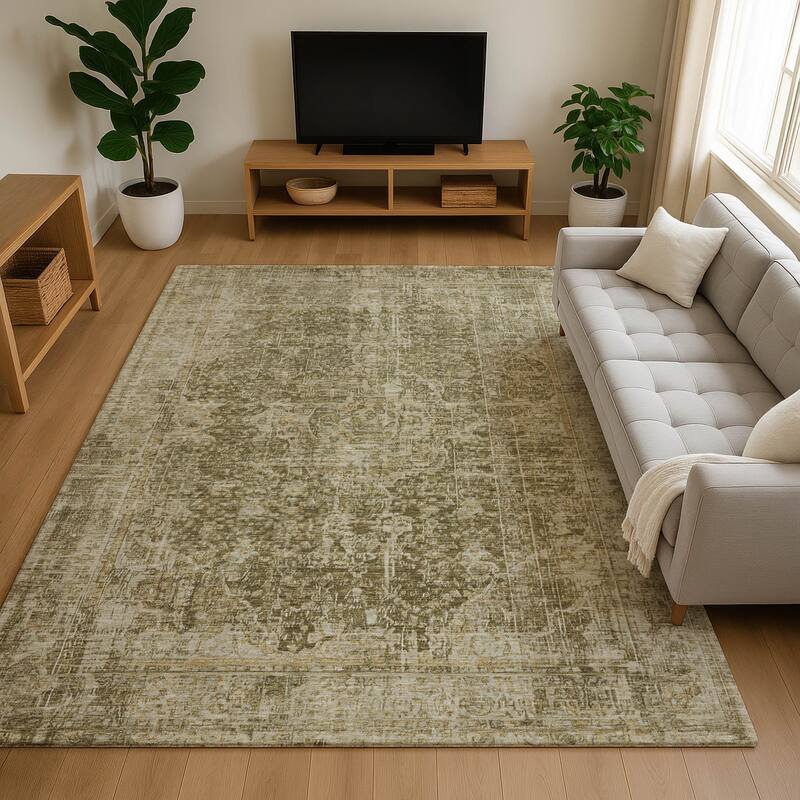 Premium Washable Super Soft Vintage Traditional Mayfield Rug - Brown - 8' x 10'