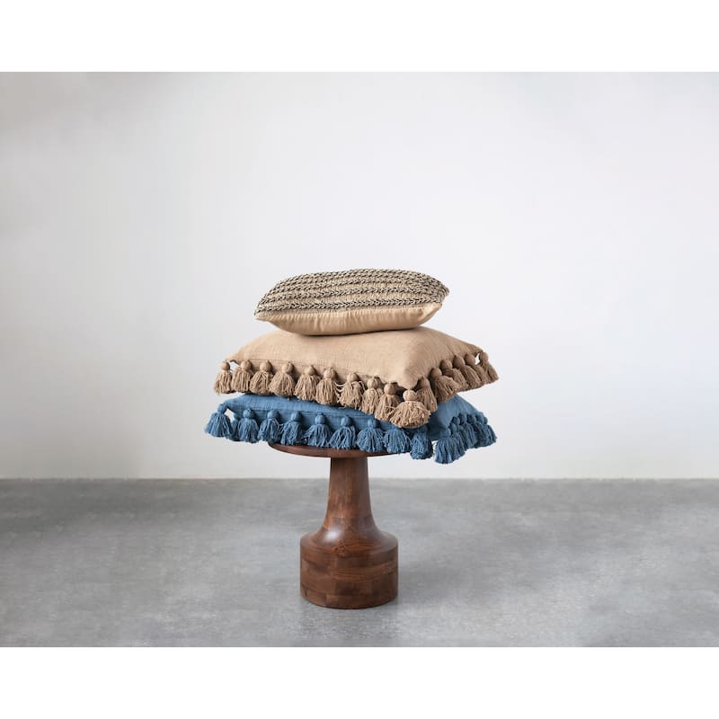 Hand-Woven Jute and Cotton Macramé Lumbar Pillow
