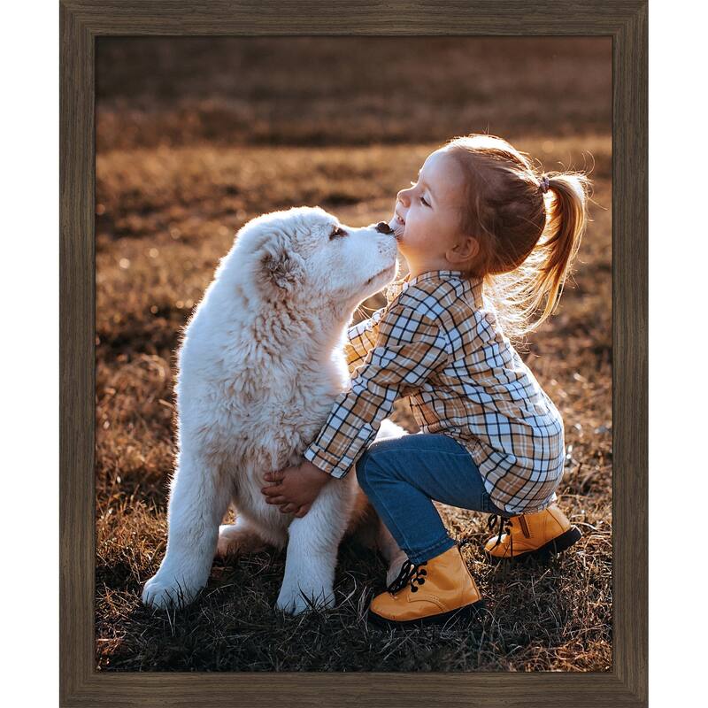 Woodgrain Stripe Blonde Framed Picture Frame, Photo Frame - 18x22 - Woodgrain Stripe Chocolate