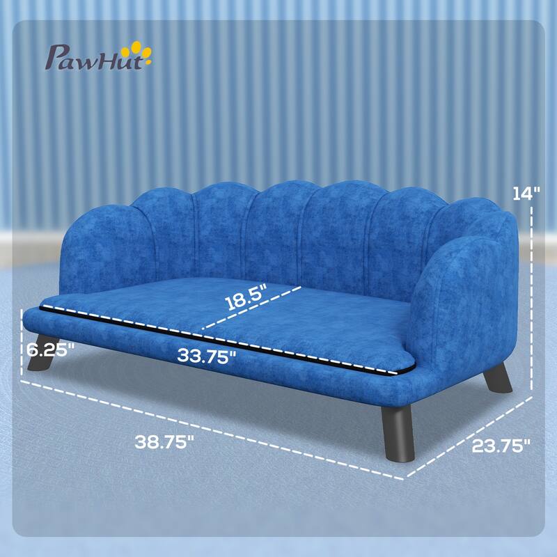 PawHut Velvet Large Dog Couch with Foam Cushion, Soft and Cute Dog Bed with Pearl Design, Dog Sofa for Big and Medium Dogs
