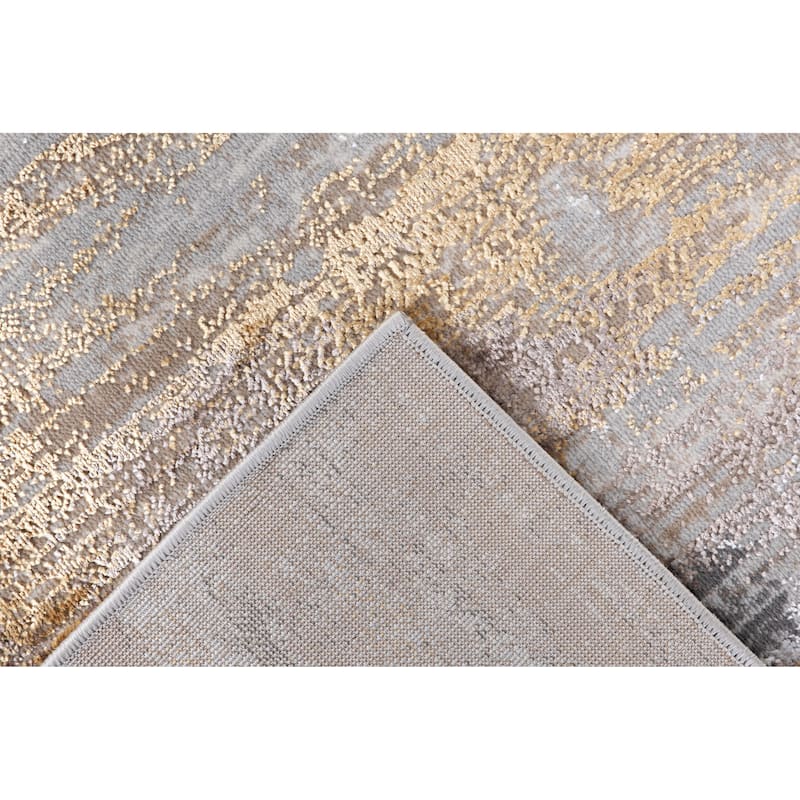 Camryn Collection Abstract Gray/Gold Transitional Area Rug