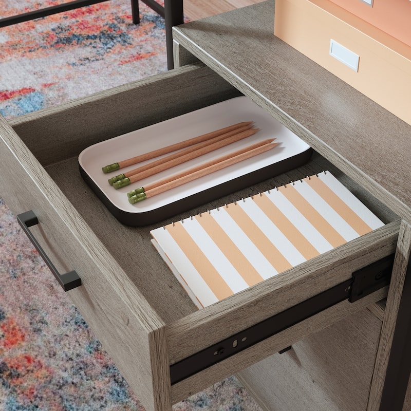 Wood L-Shaped Desk with Minimalist Design, Brown