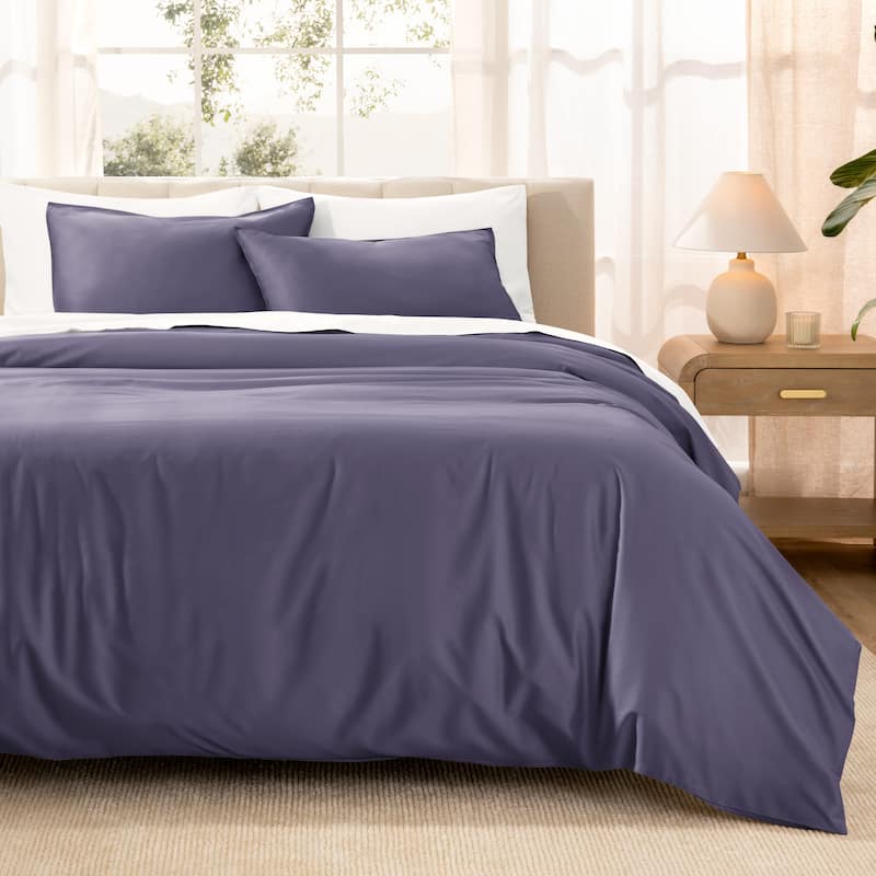 Bare Home Organic Cotton Duvet Cover Set - Smooth Sateen Weave - Dusty Purple - King