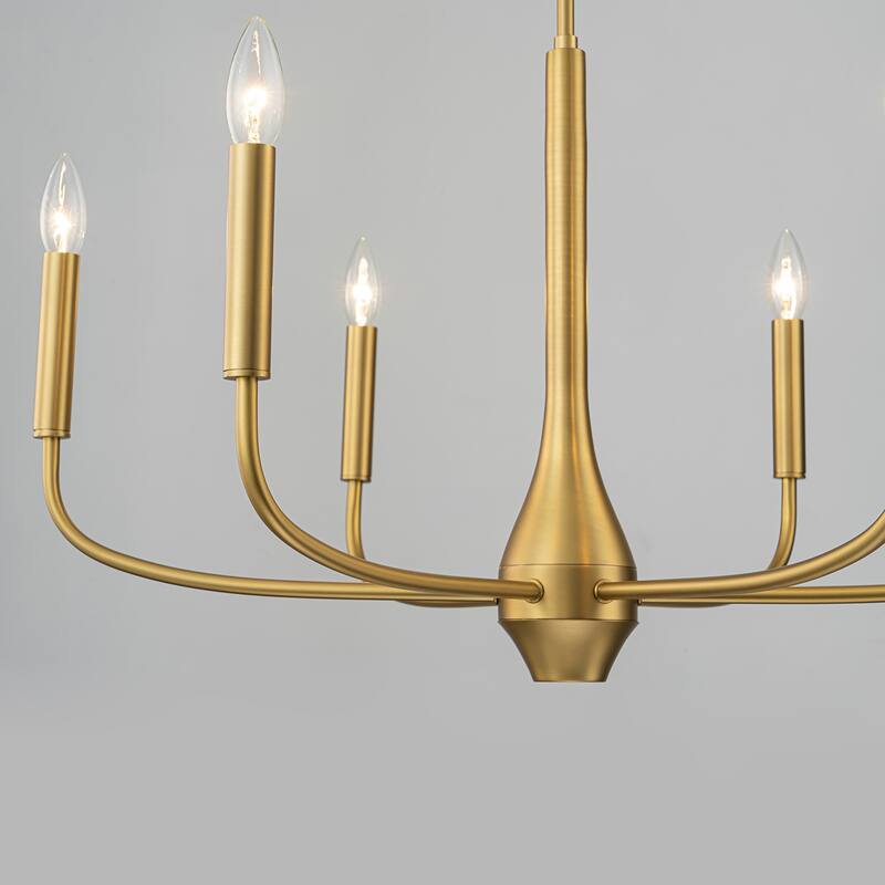 Mid-century Modern 6-Light Gold Candelabra Chandelier for Living/ Dining Room