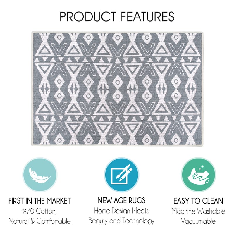Sussexhome Heavy Duty Ultra Thin Non Slip Washable Cotton Indoor Rug - 2' x 3'