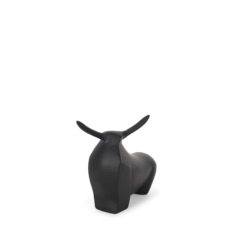 Radu Small Matte Black Metal Bull Decorative Object - 9.5L x 3.3W x 7.8H