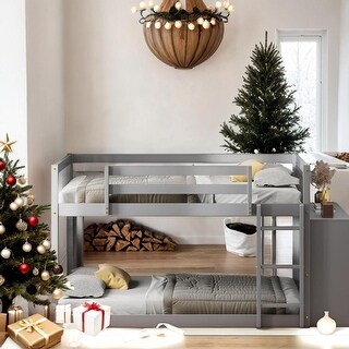 Full over Full Bunk Bed with 4 Drawers and 3 Shelves,Full over Full Muti-Functional Bunk Bed
