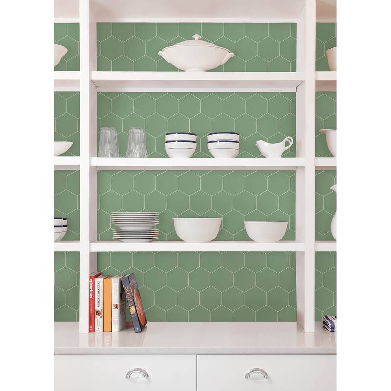 Hexagon Green Peel & Stick Luxury Wall Tiles