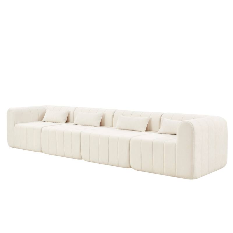 145.5" Modular Sofa Couch, Modern Sectional Sofa for Living Room, Polyester Upholstered Cloud Couch with Deep Seat