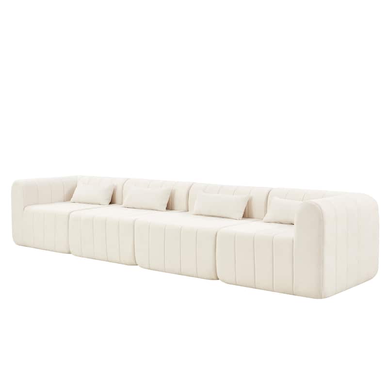 Christopher Knight Home - Modular Polyester Upholstered Sectional Sofa with 4-Piece Compressed Sponge - 145.5"