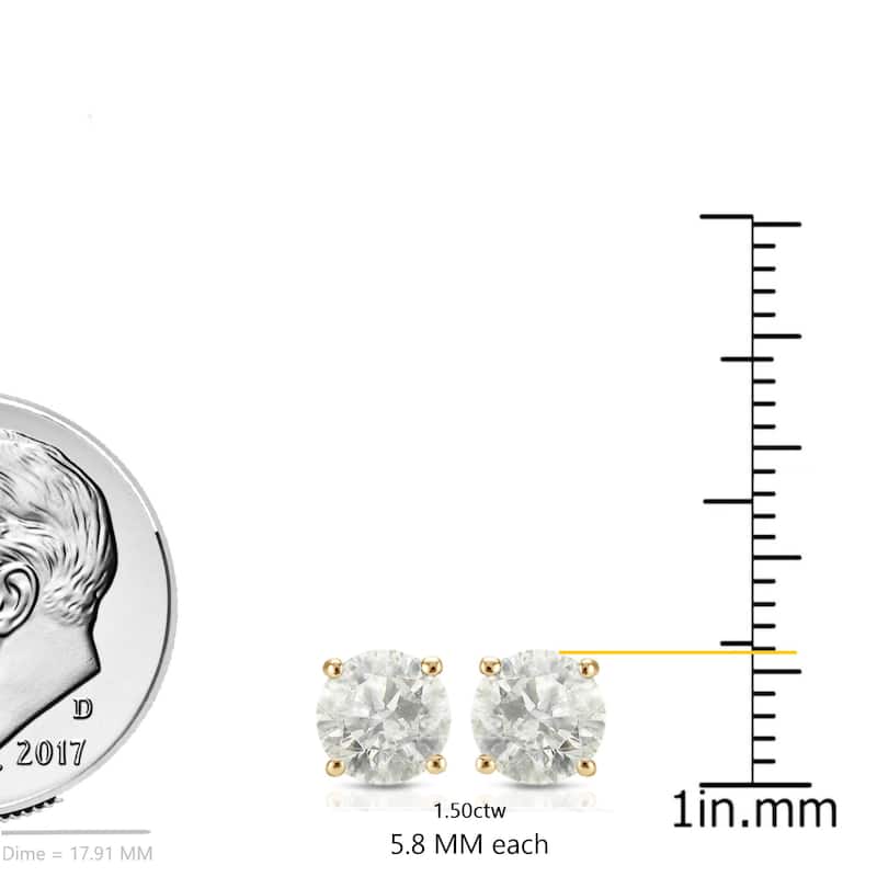 Auriya 18k Yellow Gold Diamond Stud Earrings (H-I, I2-I3)
