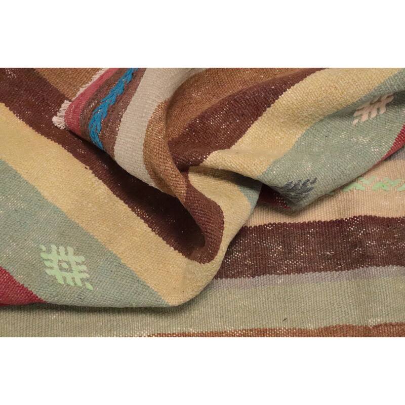 Hand Woven Oriental 100% Wool Carpet Southwestern Tribal Multi-Colored Kilim Area Rug - 8' 0'' X 5' 5''