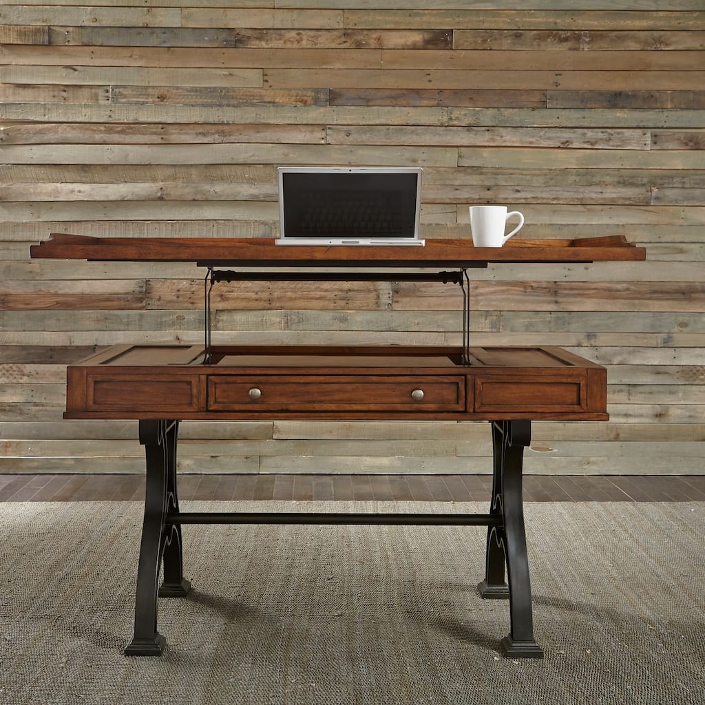 Arlington House Cobblestone Brown Lift Top Writing Desk
