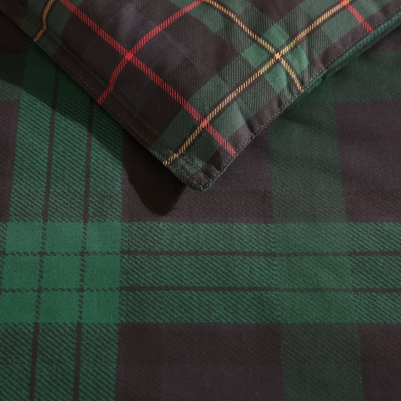 Eddie Bauer Woodland Tartan Green Cotton Duvet Cover Set