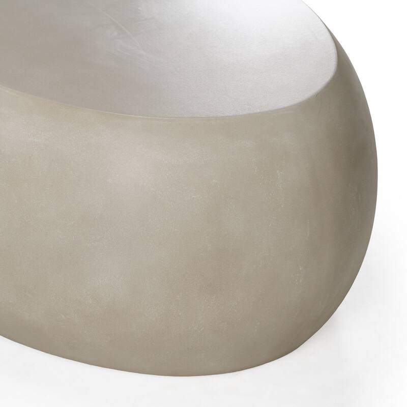 Denny Modern Beige Concrete Oval Coffee Table