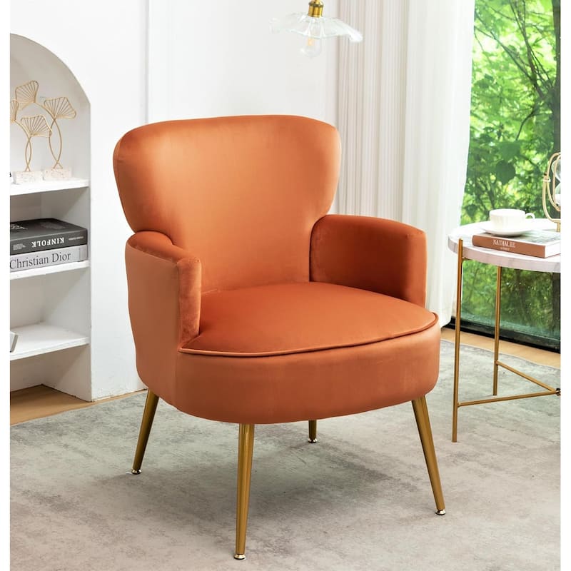 US Pride Furniture Trendy Velvet Accent Chair with Gold Metal Legs Upholstered Armchair