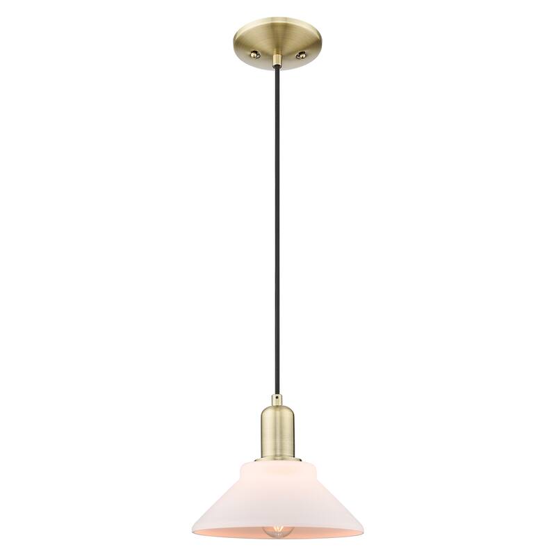 Innovations Lighting Endless Possibilities Arcadia - Orwell - 1 Light 8" Cord Hung Mini Pendant - Antique Brass/Matte White