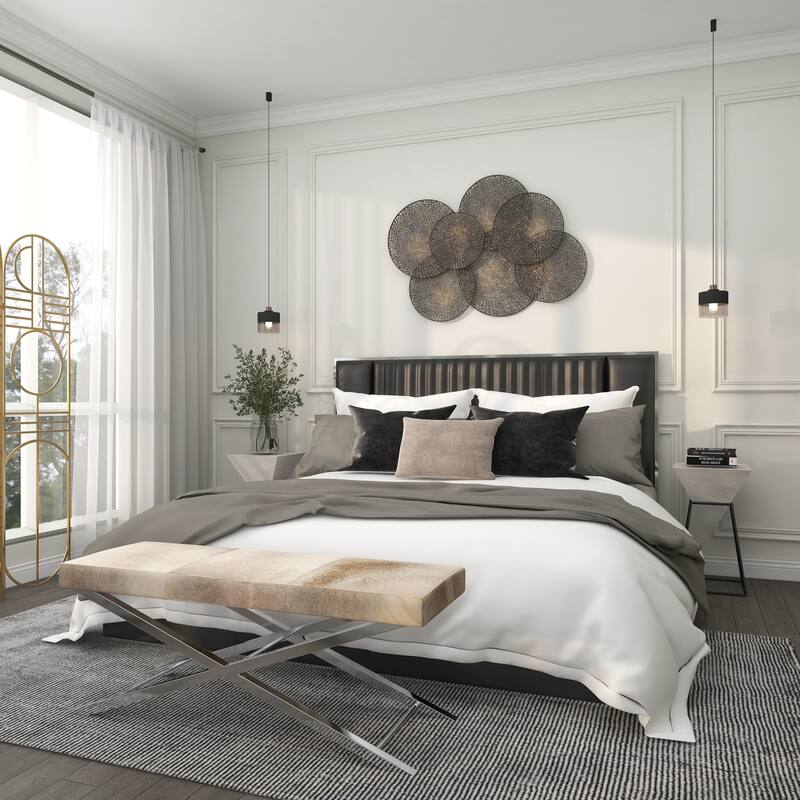 Black Metal Geometric Overlapping Perforated Plate Home Wall Decor