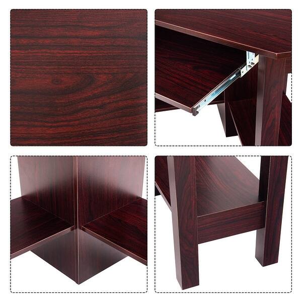 Shop Costway Wooden Corner Desk With Drawer Computer Pc Table