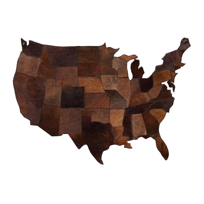 USA Leather Map - Dark Tan